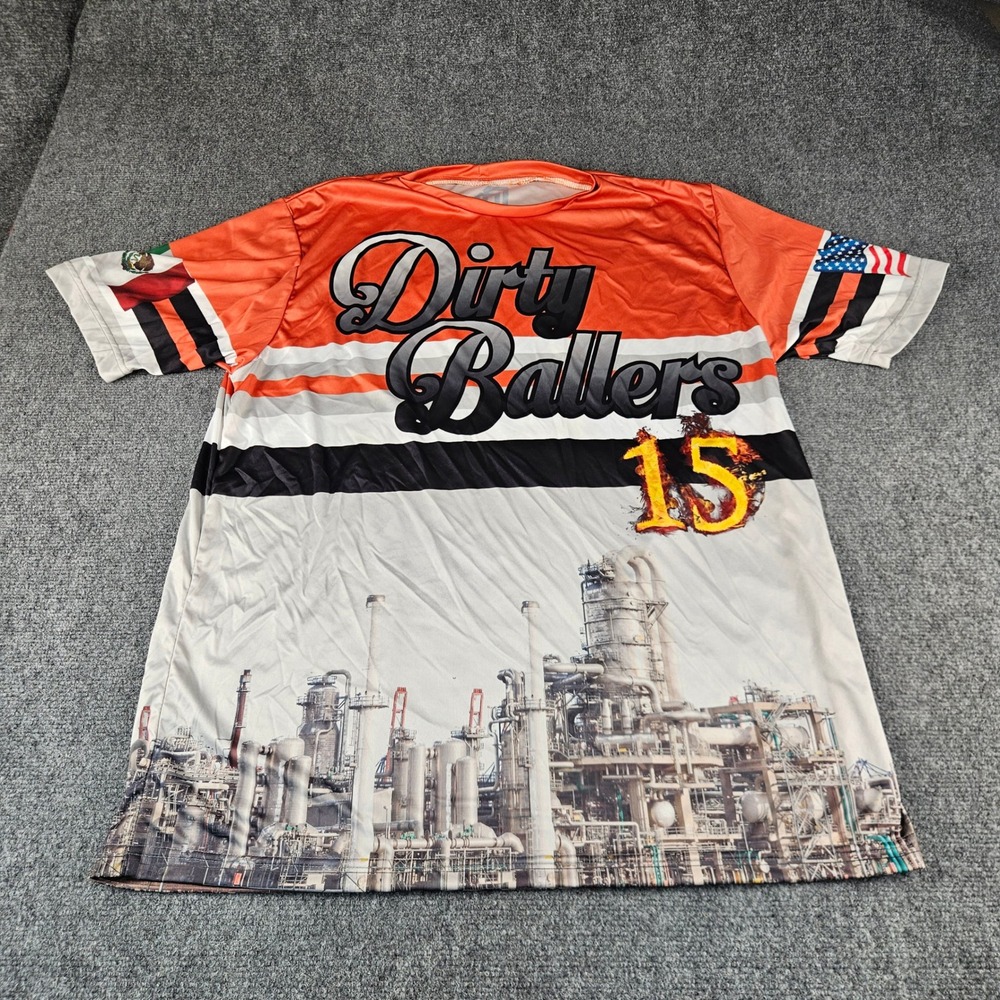 Steel Athletics Dirty Ballers Softball Jersey Mens XL Orange Industrial Graphic